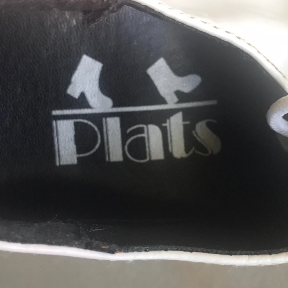 Plats White Platform Lace Up Shoes Go-Go Girl